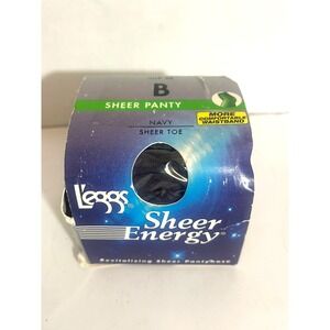 New Old Stock Vintage (2000)‎ L'eggs Sheer Energy Navy Pantyhose size B